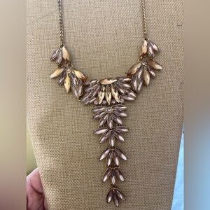 Statement Y Design Necklace with‎ Champagne Colored Stones